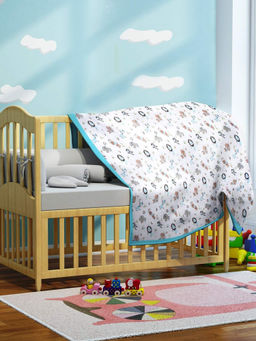 My Milestones - Zoo Blue 4 Layered Baby Muslin Blanket