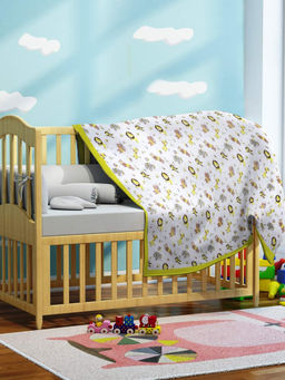 My Milestones - 6 Layered Muslin Reversible New Born Baby Blanket - Yellow