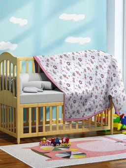 My Milestones - 6 Layered Muslin Reversible New Born Baby Blanket - Pink