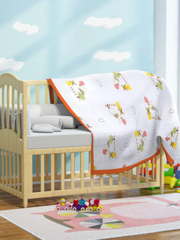 My Milestones - 6 Layered Muslin Reversible New Born Baby Blanket - Orange