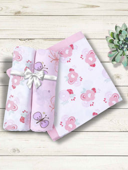 My Milestones - Flower 4 Layered Baby Muslin Blanket - Pink