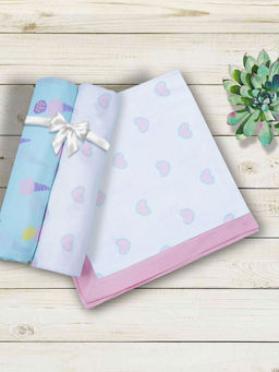 My Milestones - Heart 4 Layered Baby Muslin Blanket - Pink