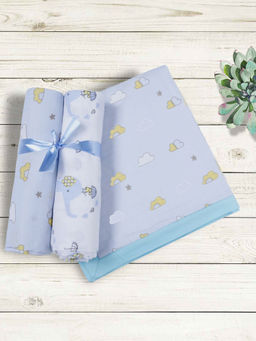 My Milestones - Clouds 4 Layered Baby Muslin Blanket - Blue