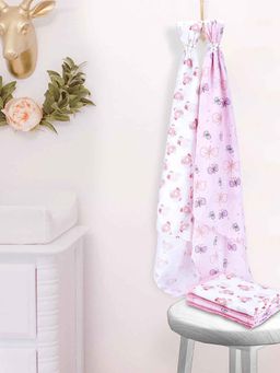 My Milestones - 6 Layered Muslin Reversible New Born Baby Blanket - Pink
