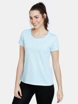 Zivame - Rosaline Symmetry Knit Cotton Top - Crystal Blue
