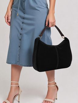 Twenty Dresses by Nykaa Fashion - Black Pu Structured Handbag (L)