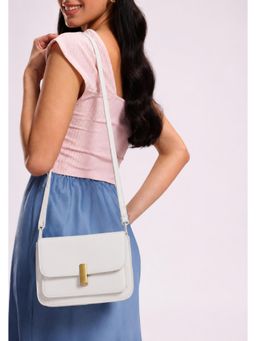 Twenty Dresses by Nykaa Fashion - White Pu Structured Sling Bag (S)