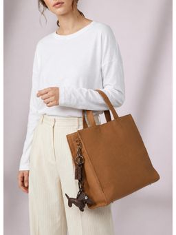 Twenty Dresses by Nykaa Fashion - Brown Textured Tote Bag with Detachable Straps (L)