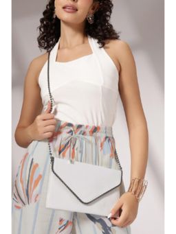 Twenty Dresses by Nykaa Fashion - White Sling Bag with Stylized Strap (S)