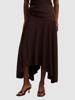 Forever New - Brown Ruched Casual Polyester Skirt