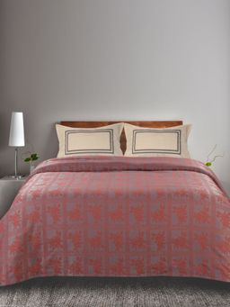 Saral Home - Woven Rust Cotton Bedsheet Double 90"x100" + 2 Pillow Covers