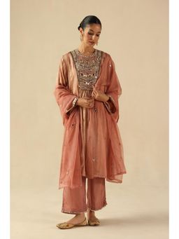 Begum Pret - Peach Naksh Kurta with Pant and Dupatta