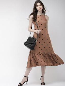 Twenty Dresses by Nykaa Fashion - Brown Hooked To Polkas Midi Dress