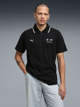 Puma - Bmw Mms Mens Iconic Stripe Cotton Polo T-Shirt Black