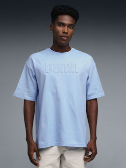 Puma - Essential Mens Boxy Fit Emboss Graphic T-Shirt Blue