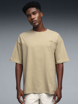 Puma - Essential Elevated Mens Boxy Fit Logo T-shirt Beige