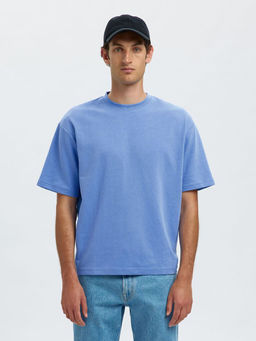 Selected - Round-Neck Loose Fit T-shirt - Blue
