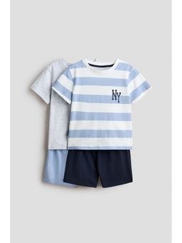 H&M - Boys Blue 2-Pack Printed Cotton Pyjamas