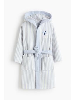 H&M - Kids Blue Embroidery-Detail Dressing Gown