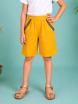 KiddoPanti - Girls Mustard Rayon Solid Flared Culotte