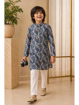 Misbis - Boys Blue Printed Kurta with Pyjama
