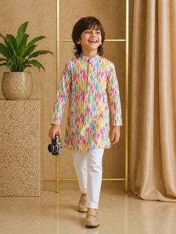 Misbis - Boys Multi-Color Printed Kurta with Pyjama