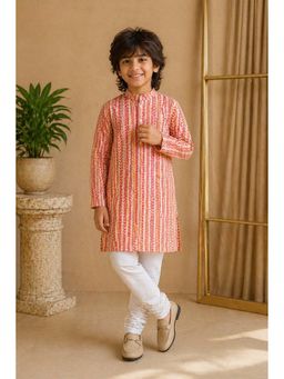 Misbis - Boys Peach Printed Kurta with Churidar