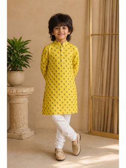 Misbis - Boys Yellow Embroidery Kurta with Pyjama