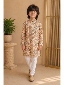 Misbis - Boys Multi-Color Printed Embroidery Kurta with Churidar