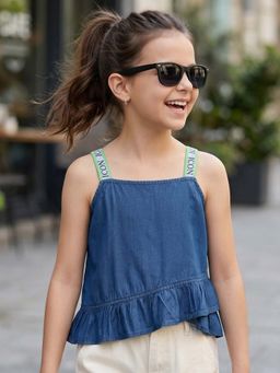 Arias by LARA DUTTA - Girls Blue Cotton Denim Top