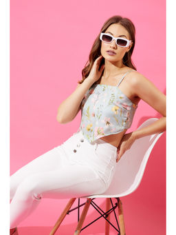 ANVI Be Yourself - Blue Floral Regular Crop To