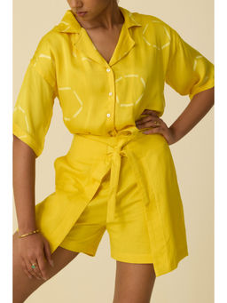 Dorabi - Butter Yellow Tie-Up Shorts