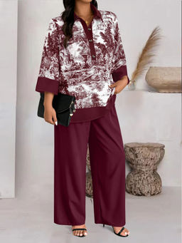 Outzidr - Wine Printed Co-Ord Set