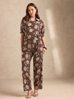 Outzidr - Brown All Over Printed Co-Ord Set