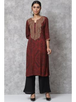 Biba - Red Straight Viscose Kurtas