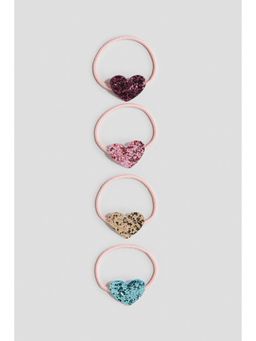 H&M - Girls Pink 4-Pack AppliquD Hair Elastics