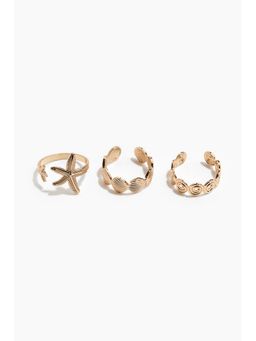 H&M - Women Gold-Coloured 3-Pack Sea-Themed Toe Rings
