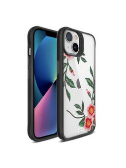 DailyObjects - Flower Embroidery Black Hybrid Clear Case Cover for iPhone 13 Mini 5.4 inch
