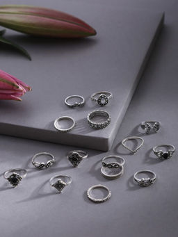 Sohi - Silver Plated White Stone Studded Jewellery (Pack of 13)