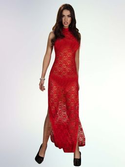 Boldwink - Women Red Self Design Honeymoon Babydoll with Thong