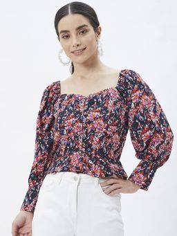 Kibo - Women Multi-Color Crepe Long Sleeves Printed Top