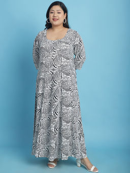 theRebelinme - Plus Size Womens Black & White Zebra printed A-Line Maxi dress