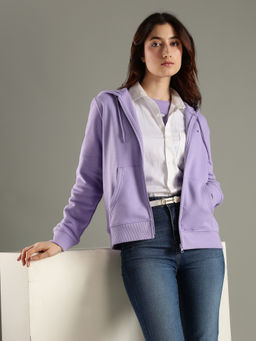 Tommy Hilfiger - Women Purple Regular Fit Cotton Hoodie