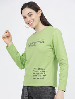 TOKYO TALKIES - Women Green Round Neck Sweatshirt