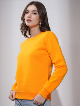 TOKYO TALKIES - Women Orange Round Neck Long Sleeve Sweatshirt