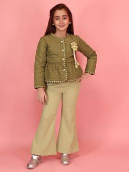 Cutecumber - Girls Green Quilted Bomber Jacket & Trouser