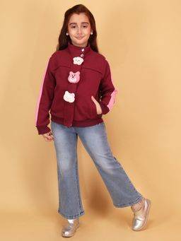 Cutecumber - Girls Plum Red Stylish Bomber Jacket