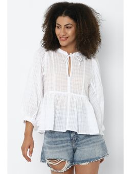 American Eagle - Women White Long-sleeve Peasant Blouse