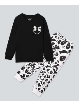 Be Awara - Full Sleeves Cotton T-shirt & Track Pants Panda Print (Set of 2)