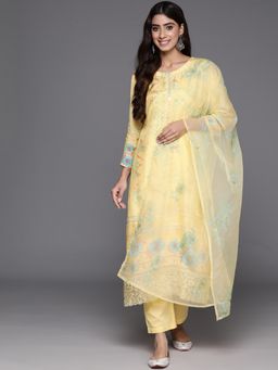 Varanga - Women Yellow Printed Kurta with Pant & Dupatta (Set of 3)
